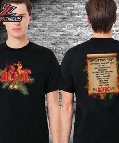 AC DC Christmas Holiday With List Merchandise Two Sided Classic T-Shirt