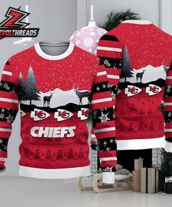 Kansas City Chiefs Christmas Reindeers Pattern Ugly Christmas Sweater For Men And Women Christmas Holiday