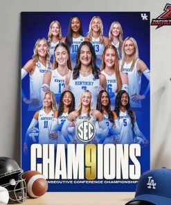 Kentucky Wildcats 2025 Women’s Volleyball SEC Champions Nine Consecutive Home Decor Poster Canvas