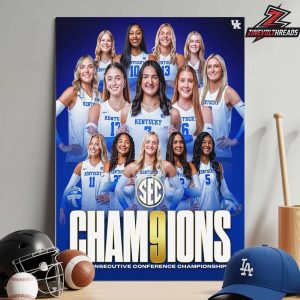 Kentucky Wildcats 2025 Women’s Volleyball SEC Champions Nine Consecutive Home Decor Poster Canvas