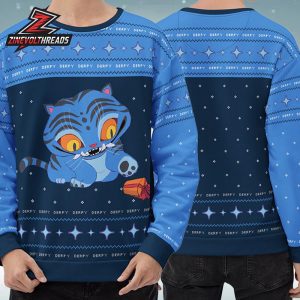 Kpop Demon Hunters Crewneck Sweatshirt Derpy Tiger Holiday Ugly Sweater