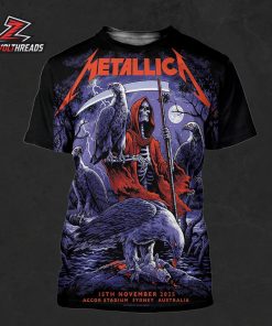 Metallica M72 World Tour 2025 Venue Artwork Poster By Blair Sayer Pop Up Shop At Accor Stadium Sydney Australia On November 15th 2025 All Over Print Shirt