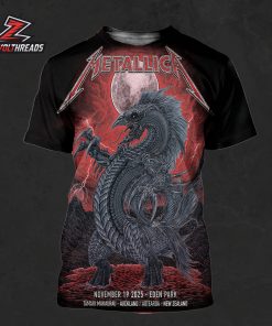 Metallica M72 World Tour 2025 Venue Artwork Poster By Mr Wolf Pop Up Shop At Eden Park Auckland New Zealand On November 19th 2025 All Over Print Shirt