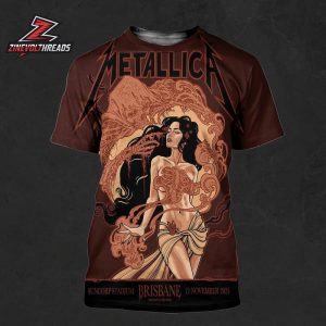 Metallica M72 World Tour 2025 Venue Poster By Teniele Sadd At Pop Up Shop Suncorp Stadium Brisbane Australia On November 12th 2025 All Over Print Shirt