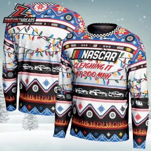 Nascar Sleighing It At 200 MPH 2025 Holiday Sweater Xmas Gift Christmas Ugly Sweater