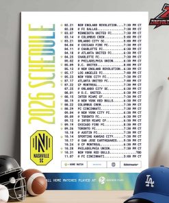 Nashville SC Release Official Schedule MLS 2026 Season Home Decor Poster Canvas