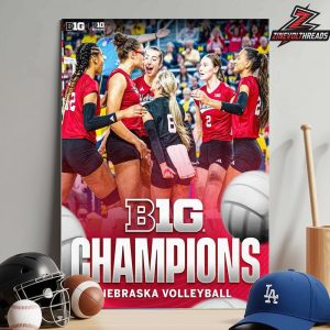 Nebraska Huskers Big 10 Champions NCAA Women’s Volleyball Season 2025 Home Decor Poster Canvas