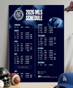New York City Football Club Release Official Schedule MLS 2026 Season Home Decor Poster Canvas