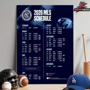 New York City Football Club Release Official Schedule MLS 2026 Season Home Decor Poster Canvas