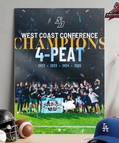 San Diego Toreros Is West Coast Conference Champions 4-Peat NCAA Men’s Soccer 2025 Wall Decor Poster Canvas