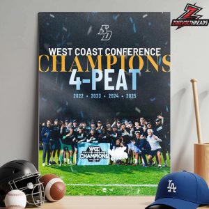 San Diego Toreros Is West Coast Conference Champions 4-Peat NCAA Men’s Soccer 2025 Wall Decor Poster Canvas