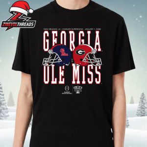 Allstate Sugar Bowl 2026 Ole Miss Rebels Vs Georgia Bulldogs Helmet Matchup Unisex T-Shirt