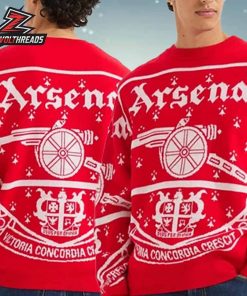 Arsenal Crest Christmas Jumper Holiday Gift For Xmas Ugly Sweater