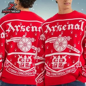 Arsenal Crest Christmas Jumper Holiday Gift For Xmas Ugly Sweater