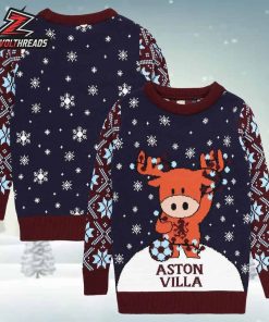 Aston Villa Dasher Christmas Jumper Claret Xmas Holiday Ugly Sweater