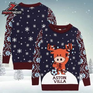 Aston Villa Dasher Christmas Jumper Claret Xmas Holiday Ugly Sweater