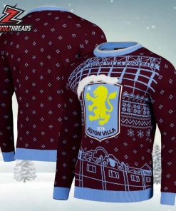 Aston Villa North Pole Stadium Christmas Jumper Claret Holiday Ugly Sweater