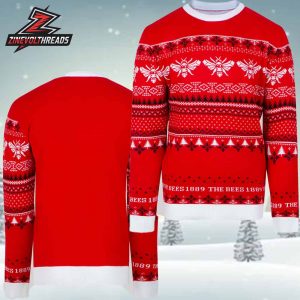 Brentford FC Christmas Multi Bee Cable Knit Jumper Holiday Ugly Sweater