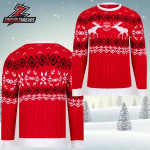Brentford FC Christmas Reindeer Cable Knit Jumper 25 Holiday Ugly Sweater