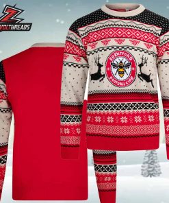 Brentford FC Reindeer Christmas Jumper Xmas Gift Holiday Ugly Sweater