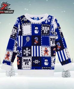 Brighton & Hove Albion Holiday BHAFC Patchwork Christmas Jumper Ugly Sweater