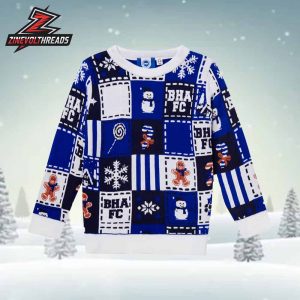 Brighton & Hove Albion Holiday BHAFC Patchwork Christmas Jumper Ugly Sweater