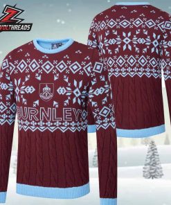 Burnley FC Xmas Cable Knit Jumper Christmas Holiday Ugly Sweater