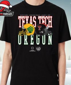 Capital One Orange Bowl 2026 Oregon Ducks Vs Texas Tech Red Raiders Helmet Matchup Unisex T-Shirt