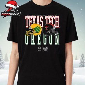 Capital One Orange Bowl 2026 Oregon Ducks Vs Texas Tech Red Raiders Helmet Matchup Unisex T-Shirt