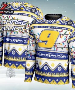 Chase Elliott Nascar White Holiday Sweatshirt Christmas Gift Ugly Sweater