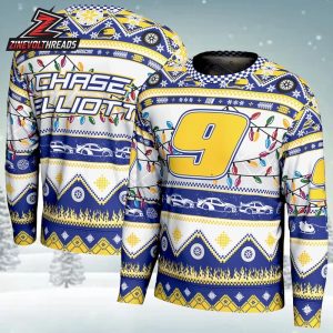 Chase Elliott Nascar White Holiday Sweatshirt Christmas Gift Ugly Sweater