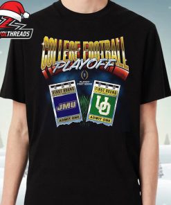 College Football Playoff 2025 First Round Oregon Ducks Vs James Madison Dukes Matchup Ticket Unisex T-Shirt