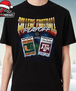 College Football Playoff 2025 First Round Texas A&M Aggies Vs Miami Hurricanes Matchup Ticket Unisex T-Shirt