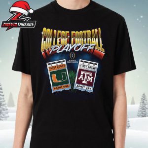 College Football Playoff 2025 First Round Texas A&M Aggies Vs Miami Hurricanes Matchup Ticket Unisex T-Shirt