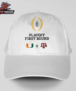 College Football Playoff Season 2025-2026 First Round Miami Hurricanes Versus Texas A&M Aggies Snapback Classic Hat Cap