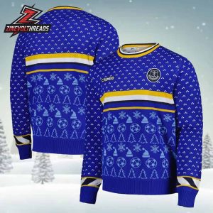 Everton Retro Christmas Jumper Royal And Yellow Holiday Ugly Sweater
