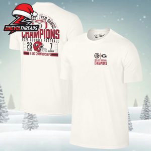 Georgia Bulldogs Natural 2025 SEC Football Champions Score Two Sided Unisex T-Shirt