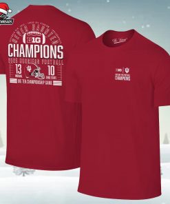 Indiana Hoosiers Crimson 2025 Big Ten Football Champions Score Two Sided Unisex T-Shirt
