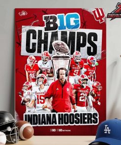 Indiana Hoosiers Black 2025 Big Ten Football Champions Flags Two Sided Unisex T-Shirt