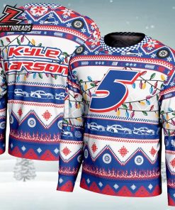 Kyle Larson Nascar White Holiday Sweatshirt Christmas Gift Ugly Sweater