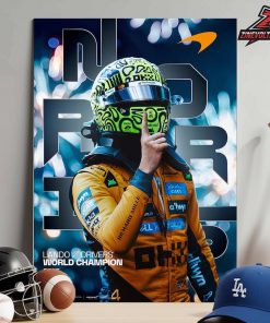Lando Norris Official Poster 2025 World Drivers’ Championship Win With McLaren Team Home Decor Poster Canvas