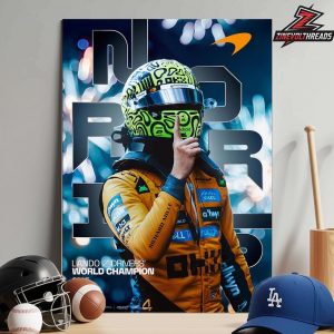 Lando Norris Official Poster 2025 World Drivers’ Championship Win With McLaren Team Home Decor Poster Canvas