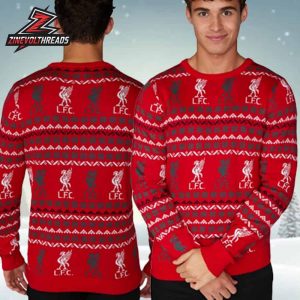 Liverpool FC The Kop LFC Fairisle Christmas Jumper Red Xmas Ugly Sweater