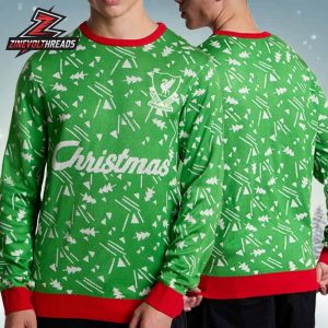 Liverpool FC The Kop LFC Retro Christmas Jumper Green Holiday Ugly Sweater