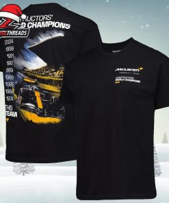 McLaren F1 Team 2025 Constructors Championship History Black Tee Two Sided Unisex T-Shirt