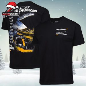 McLaren F1 Team 2025 Constructors Championship History Black Tee Two Sided Unisex T-Shirt