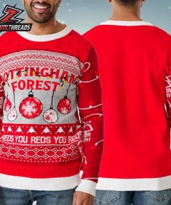 Nottingham Forest FC Bauble Christmas Jumper Holiday Ugly Sweater