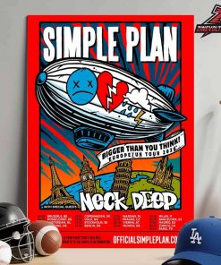 Simple Plan Bigger Than You Think EU UK Tour 2026 With Neck Deep Home Decor Poster Canvas