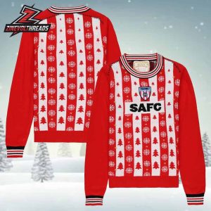 Sunderland Retro SAFC Christmas Jumper Red And White Holiday Ugly Sweater