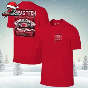 Texas Tech Red Raiders Black 2025 Big 12 Football Champions Score Two Sided Unisex T-Shirt